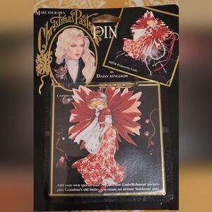 Vintage Daisy Kingdom Christmas Past Pin Craft Kit #0358 Poinsettia Lady Dress